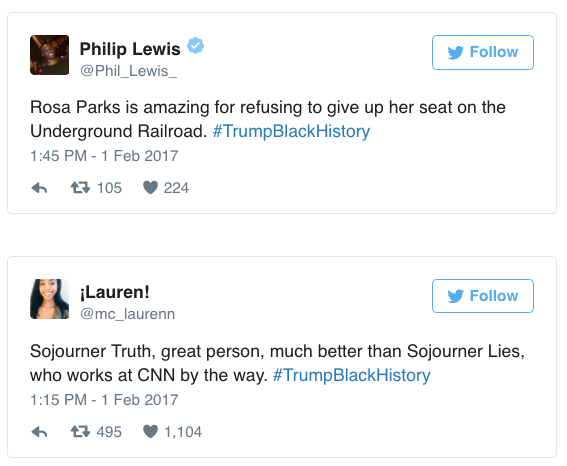 the-movemnt: #TrumpBlackHistory roasts Donald Trump for his ignorance about black