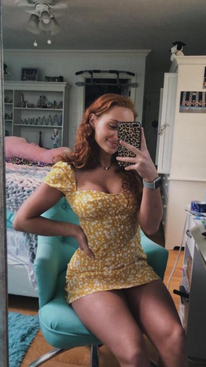 Porn Yellow dress, red hair photos