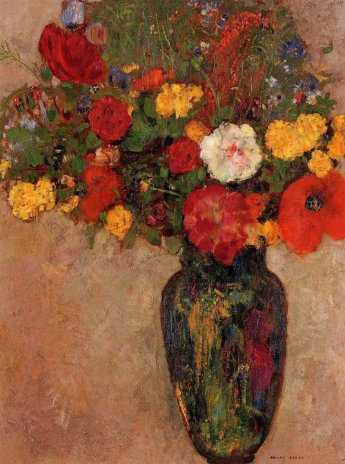 arsvitaest:  “Vase of Flowers” Author: Odilon Redon (French, 1840-1916)Date: ca. 1910Medium: Oil on cardboard 
