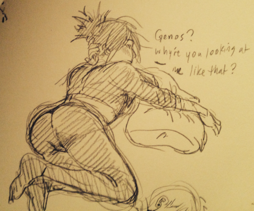 genos-prince:  Ot3 lol Sonic in yoga pants, turtlenecks and crop tops 😎 Also genos has a vibrate setting (on his tongue too.) 