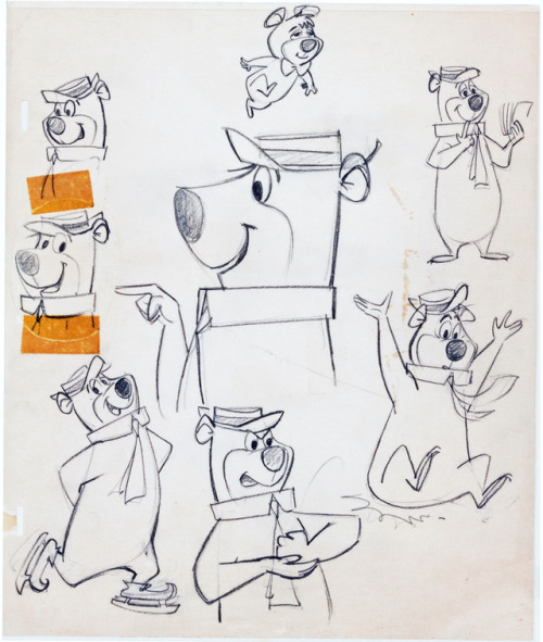 Model sheets of characters from the 1973 Hanna-Barbera cartoon, Yogi’s Gang. 