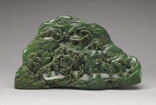 17th-Century Chinese Jade sculpture, about 11inches high, showing a Daoist Paradise. It depicts a pe