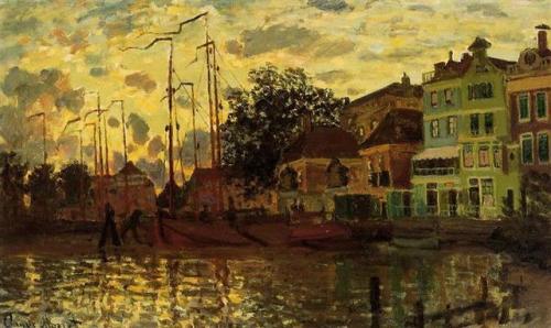 impressionism-art: Zaandam, The Dike, Evening 1871 Claude Monet