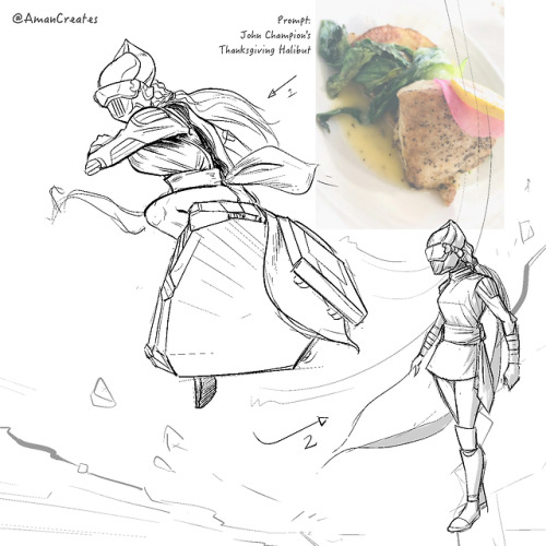 I revisited John Champion’s “Thanksgiving Halibut” photo to sketch something entir