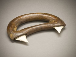 Hawaiian hand weapon made out of wood and shark teeth circa 1778