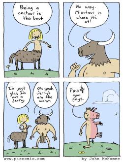 archaeology:  Spring Break calls for some classical mythology humor. piecomic.com