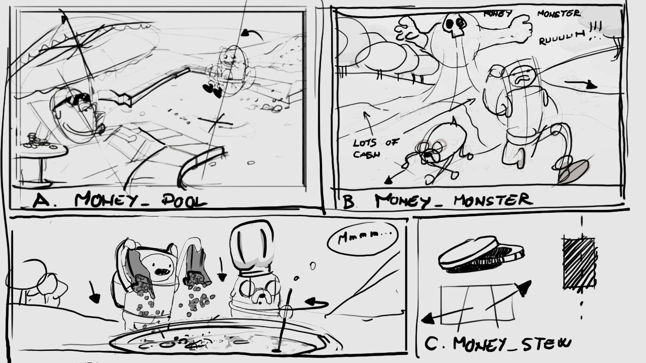 Behind-the-scenes sketches from the new AdventureTime Appisode, an episode you can