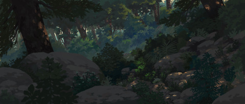 Some backgrounds I painted for my graduation film <3 