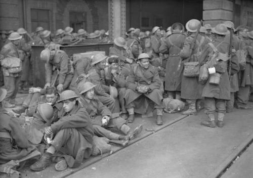 Troops arriving in Dover after being evacuated from Dunkirk (May 31st, 1940).  Some are changing int