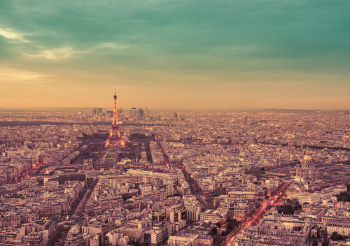 Paris at Sunset Overlooking the Eiffel Tower - France by Vivienne Gucwa on Flickr.