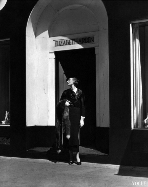Ms. Johnson with architecture for Vogue, August 1934. Photograph by Lusha Nelson.Model Johnson is we