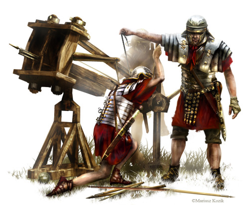 Roman BallistaThe Romans continuously improved upon the torsion weapons that had first appeared in 4