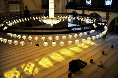 Lone man reading Quran at al-Fateh Grand Mosque (Manama, Bahrain)
From the collection: IslamicArtDB » Al-Fateh Grand Mosque in Manama, Bahrain (10 items)