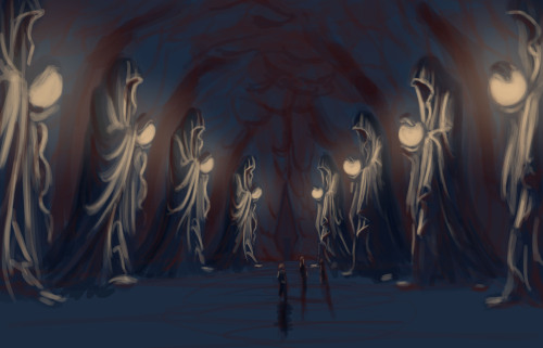 Concept Art for the Corridor with Statues in the underground Tunnels, I had previously though of an 