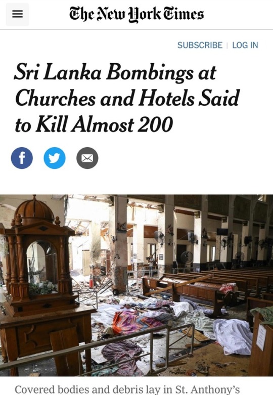 millennium-eagle:  thisiseverydayracism: thisiseverydayracism:   COLOMBO, Sri Lanka — A series of coordinated bombings ripped across Sri Lanka on Sunday morning, striking hotels and churches, killing almost 200 people and shattering the relative calm