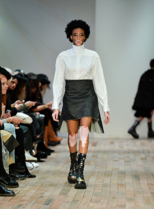 Winnie Harlow walks the runway at the R13 fashion show during New York Fashion Week on February 8, 2