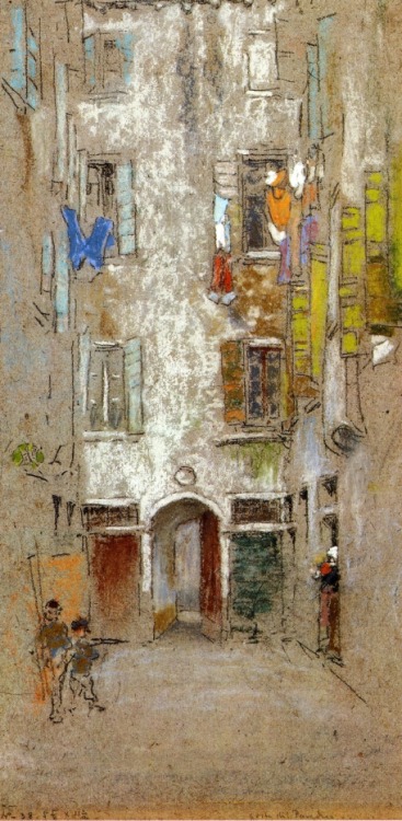 artist-whistler: Corte del Paradiso, 1880, James McNeill Whistler Medium: chalk,pastel,paper