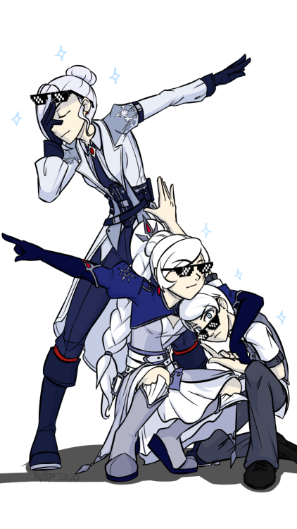 regalclaw:ah yes the three Schneeblings: Older Weiss, Weiss herself and V1 Weissalso idk what i was 