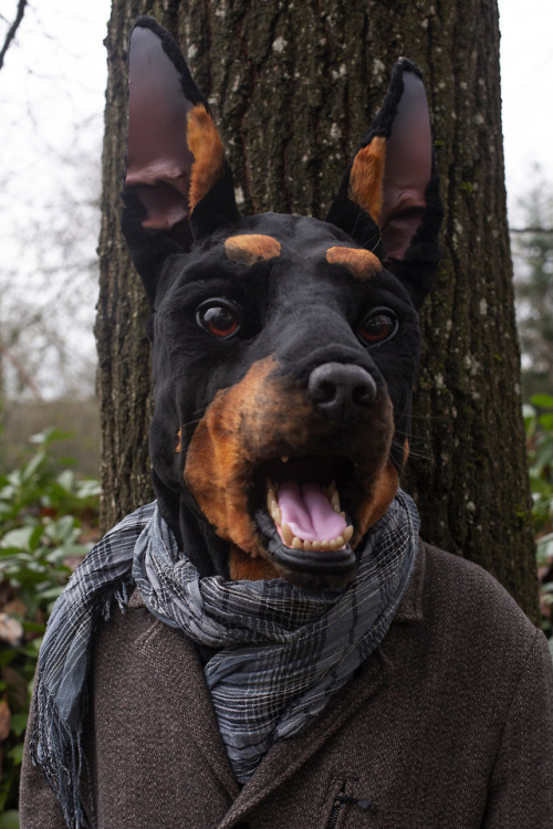 motleycrowmasks: This pup is up for auction! After trying everything out on my own doberman mask, I 