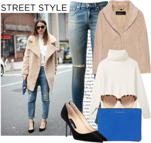 Street Style Trend: The Tutleneck Sweater by alaria featuring a fur coat ❤ liked on Polyvore