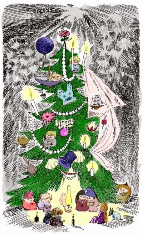 huariqueje:  The Fir Tree    -     Tove Jansson Finnish, 1914-2001.Illustration for the story “Kuusi”.  
