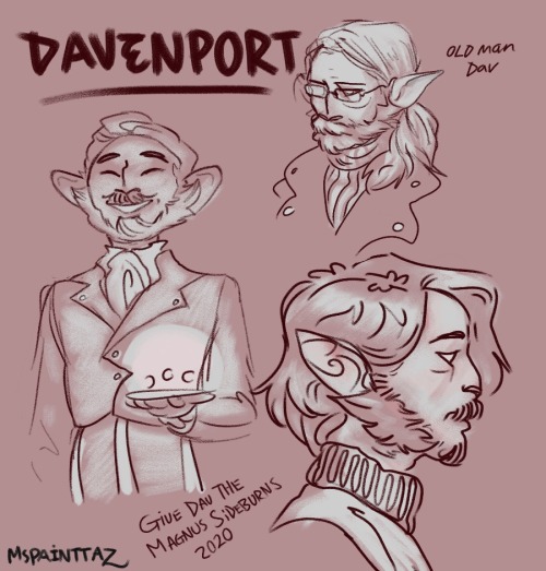 mspainttaz:davenport doodles based on a few headcanons. i love this gnome… so much…[i.d.: A collecti