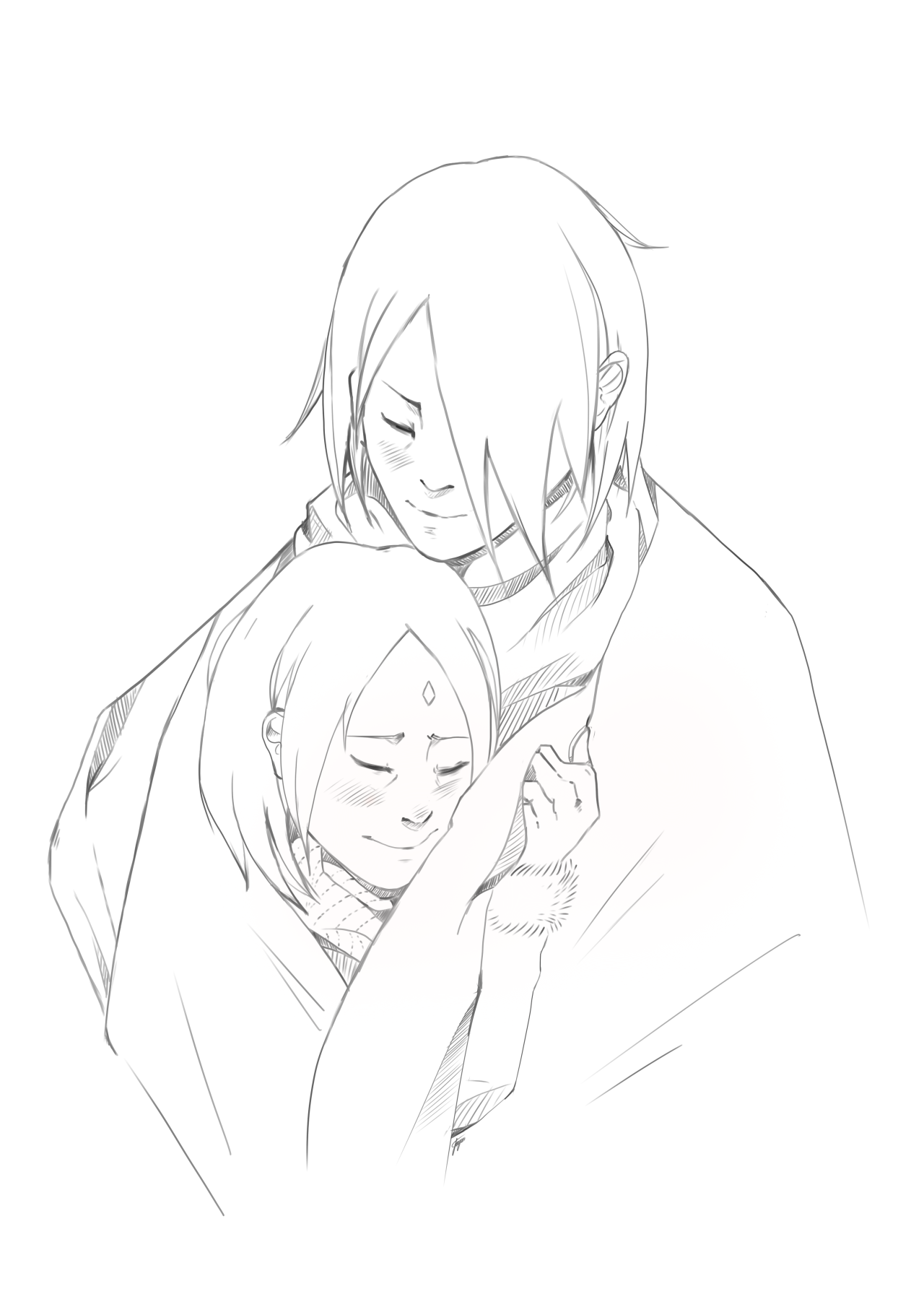 seauldraws:  Keep me warm I dedicate this one to the lovely haruno-will-of-fire who