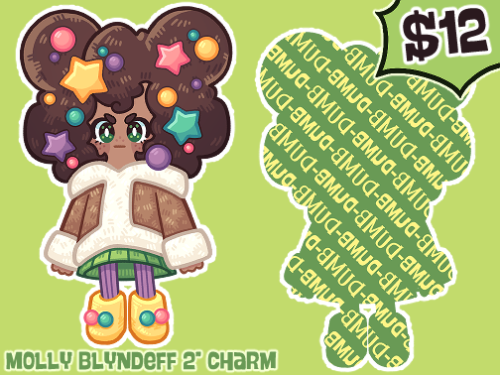 We are back in business, babey!! Molly and Giovanni 2″ charms are back in stock on my ko-fi again, s