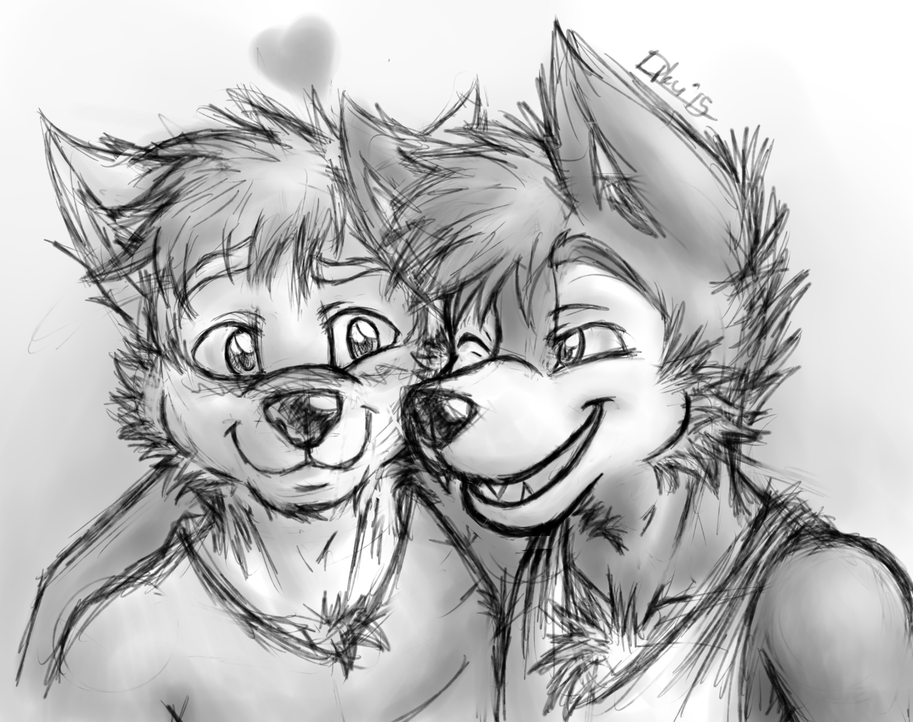 Here be art — Have some cute, cuddling gay furries on your dash.