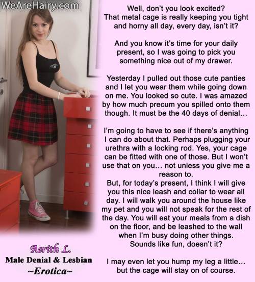 real-aerithlives:  If you enjoy my captions, check out my Male Chastity and Lesbian Denial Books:https://www.smashwords.com/profile/view/AerithLRead big chunks of them for FREE. &lt;3