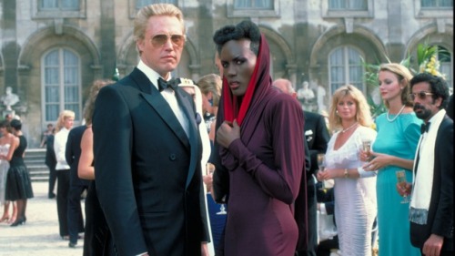 Grace Jones, as May Day from Bond film &ldquo;A View to a Kill&rdquo;, wearing fashions by Azzedine 