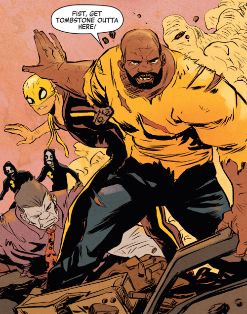 marvel-dc-art:Power Man & Iron Fist v3 #4 (2016) pencil & ink by Sanford Greene color by Lee Loughridge