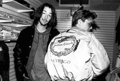 90sclubkid:Keanu Reeves and River Phoenix, 1991