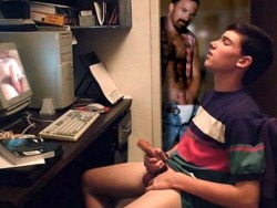 niftynudeguys:  When my dad caught me jacking off to gay porn I didn’t expect to catch him jacking off to me.