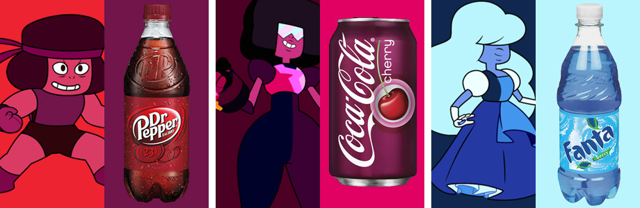 kokoronis:  gems &amp; fusions as sodas   I always loved mtn dew! &lt;3 &lt;3