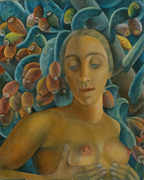 cactus-in-art:Anita Rée (German, 1885–1933)Halbakt vor Feigenkaktus, ca. 1925