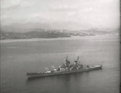 wikikomoto:  celer-et-audax: USS Iowa firing broadside during Korean War     