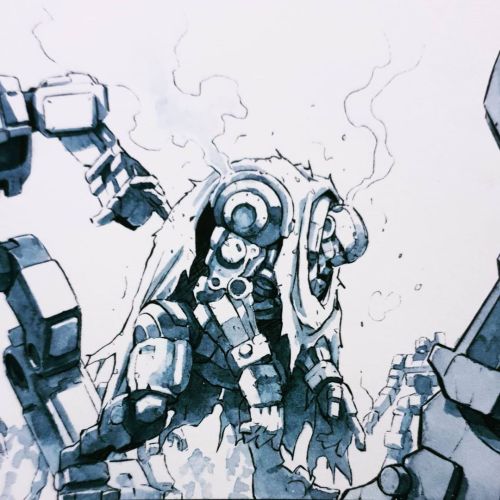 Apollo in trouble Comicbook Wip-#watercolor #comic #wip #robot #mecha #astrobots #toys #instaart #il