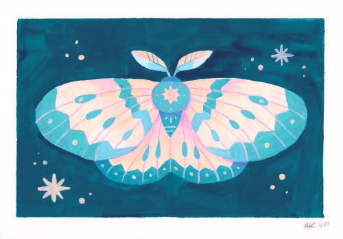 A fresh moth painting today to remind yall that its the day of my live painting demo with Etchr! If 