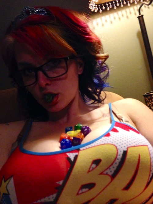 savingthrowvssexy:  Rainbow hair and rainbow dice with greedyglitterprincess 