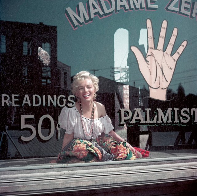 Marilyn Monroe photographed by Milton H. Greene at the  20th Century Fox Studio Lot, 1954.