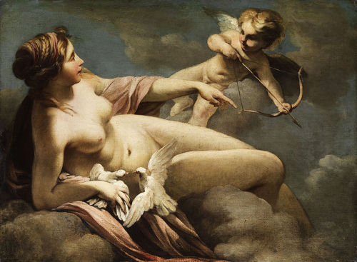le-desir-de-lautre:Sebastiano Ricci (Italian, 1659-1734)Venus and Cupidc. 1700oil on canvas, 72 x 97