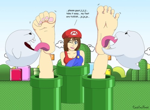 Super Mario Genderbend. Feet Tickle/LickI like so much this drawing, love the idea of feet teletrans