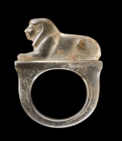 archaicwonder: Rare Egyptian Rock Crystal Sphinx Ring, New Kingdom, Rammesside Period, 19th-20th Dyn