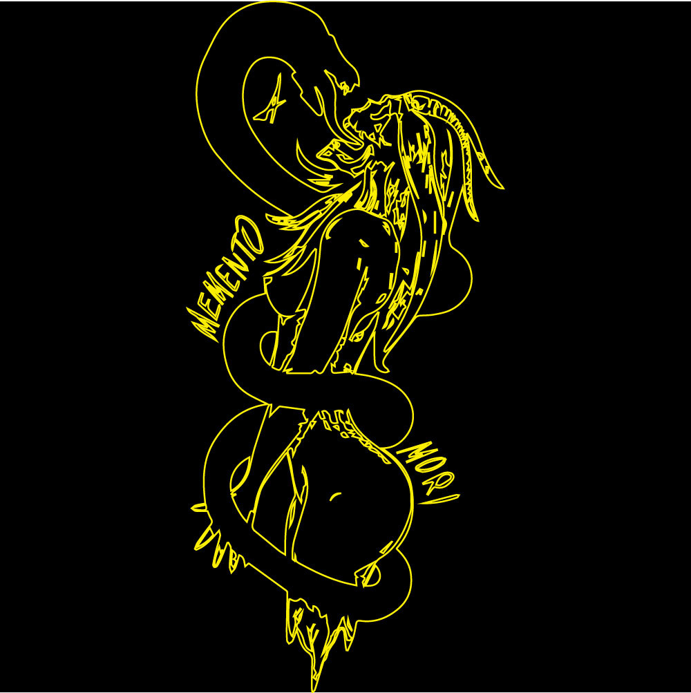 Snake & Young Girl pretty tatto art in vector