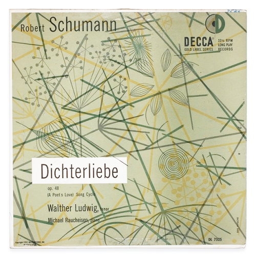 Erik Nitsche, artwork for album cover Dichterliebe by Robert Schumann, 1952. Decca. Via flickr
