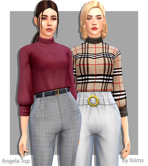 Angela Top&gt; ea mesh edit, base game compatible&gt; 45 swatches (16 in palm springs palett