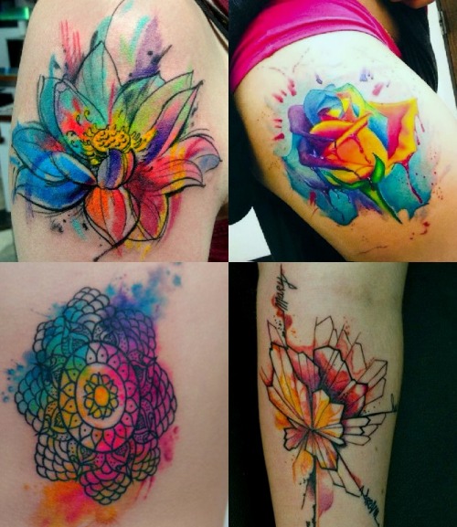 leavebonesexposed:  Is it even possible to not love watercolor tattoos? 