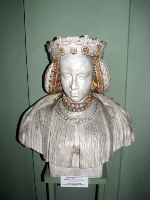Renaissance ortrait bust  of Polish Queen Barbara Zápolya (1520-1551) in Olesko Castle, Ukraine