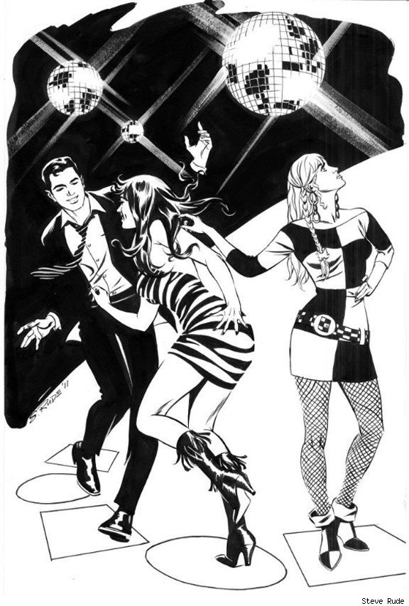 browsethestacks:  Mary Jane Watson, Gwen Stacy And Peter Parker On The Dance Floor